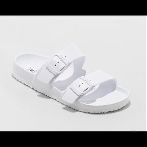 White Plastic Birkenstock Sandals Sz 8